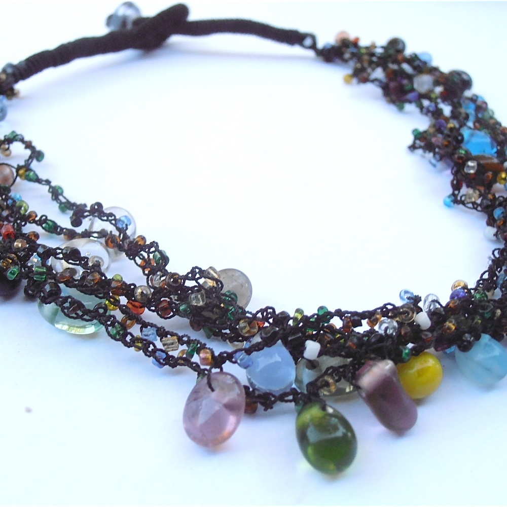 Multi Colored Multi Strand 19” Beaded Necklace - image 2